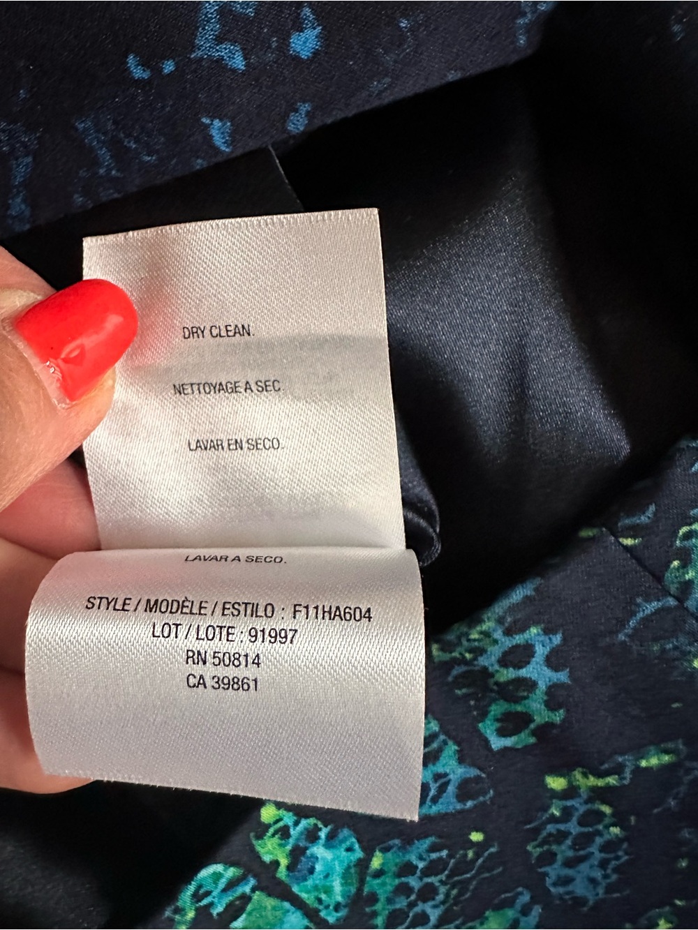 Tahari Teal and Navy Printed Sheath Dress - Picture 12 of 12